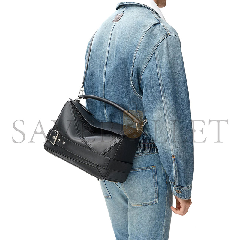 L0ew* large puzzle biker bag in shiny calfskin b510bp1x01 (33*21.5*14.7cm)